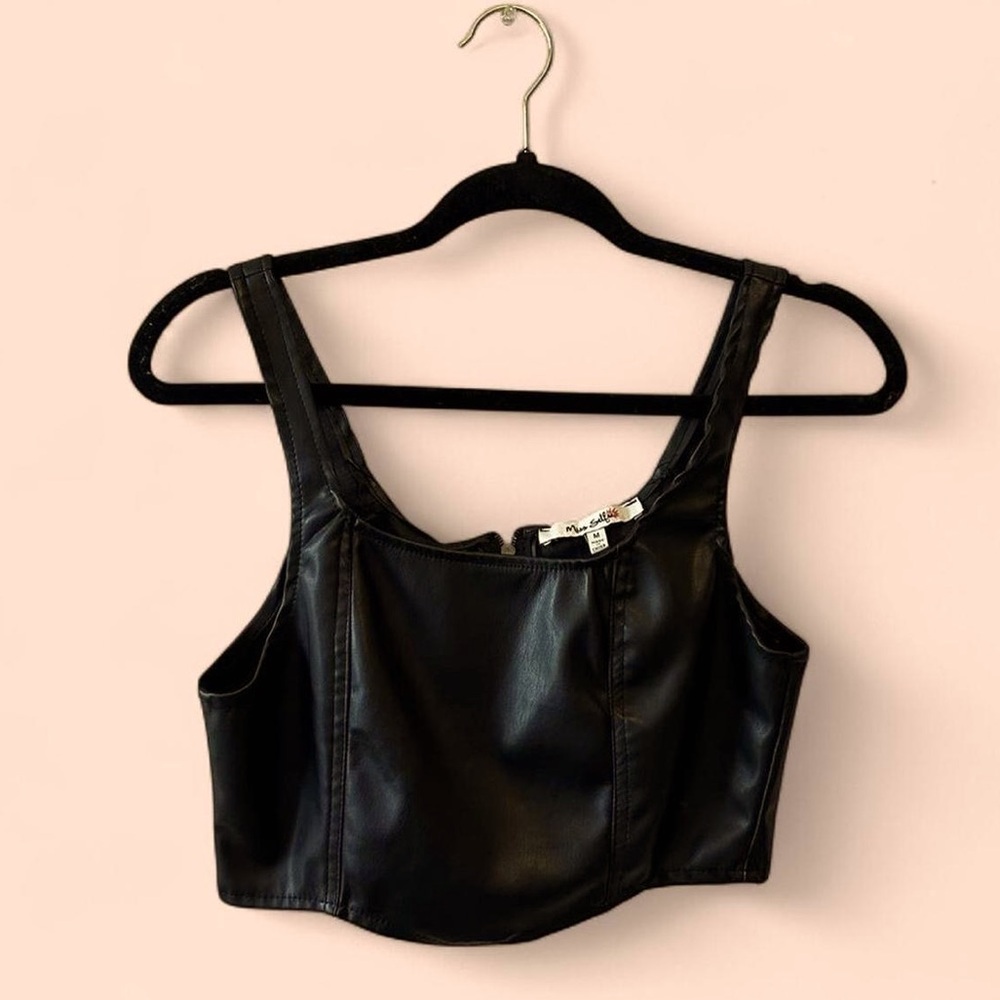 Faux leather crop top